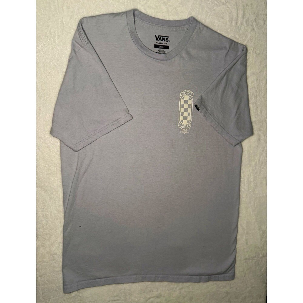 VANS Men's L Classic Fit light blue Cotton Crew Neck Short Sleeve Graphic Tee